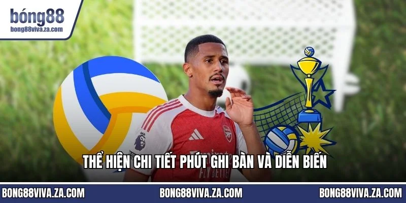 Thể hiện chi tiết phút ghi bàn và diễn biến